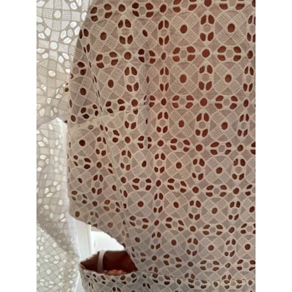 🔴Michael Michael Kors Women's Geo Eyelet Cutout Ruffled Dress White, US 4 - Picture 3 of 8